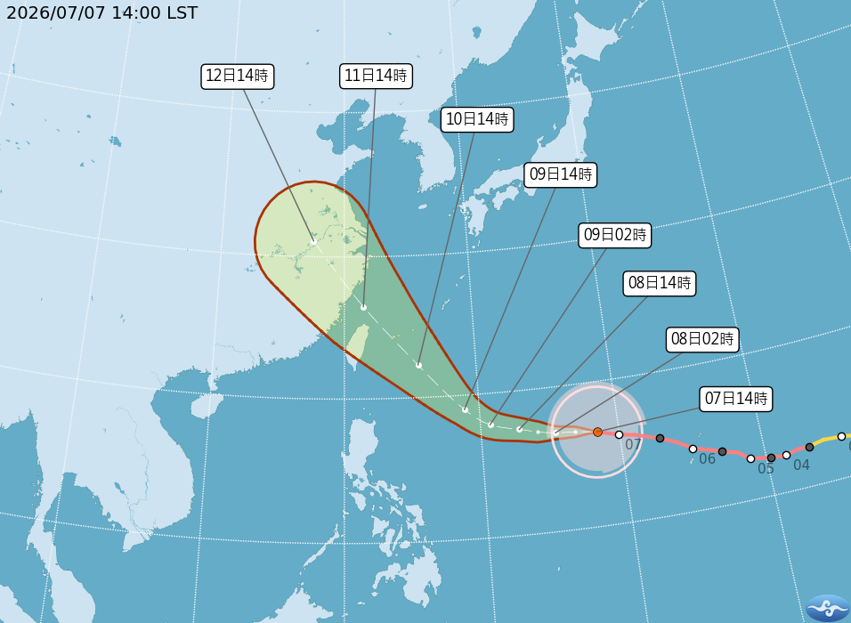 強烈颱風巴威_202607070600_路徑潛勢預報